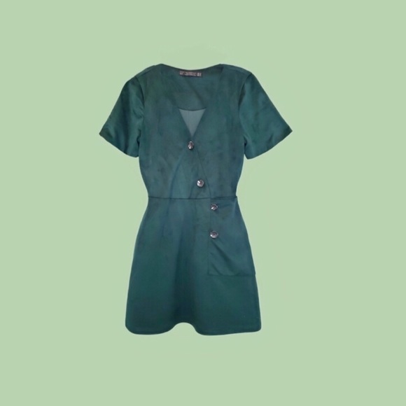 (3) Zara Bundle | Faux Suede Dress Blue Ruffle Top - Picture 2 of 14